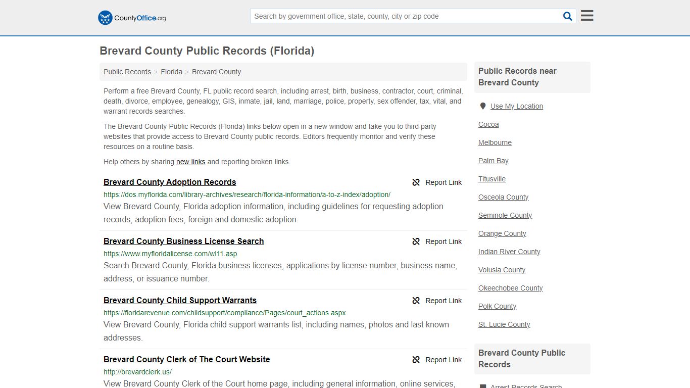 Public Records - Brevard County, FL (Business, Criminal, GIS, Property ...